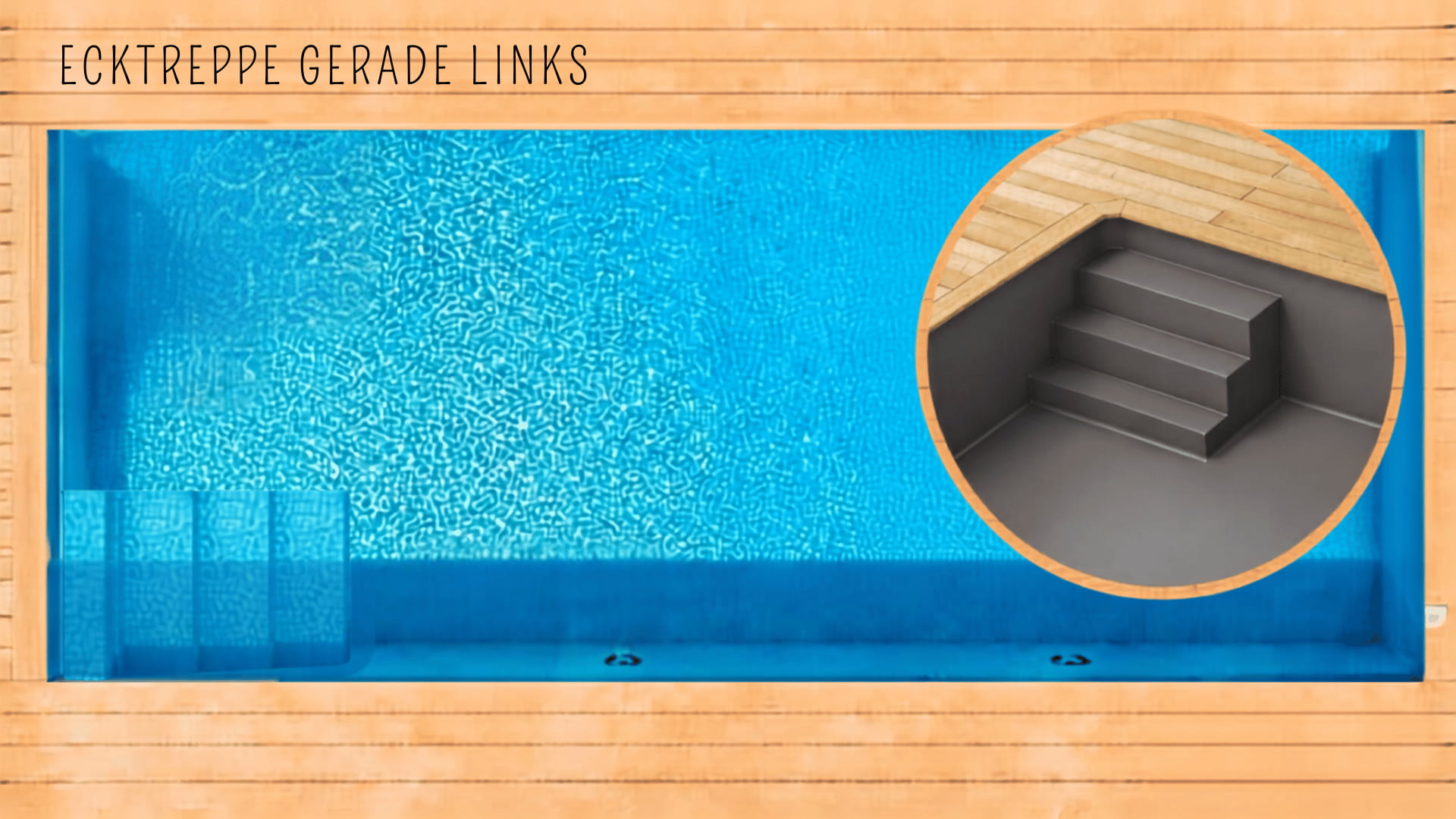 Poolfolie für gerade Treppe in der Ecke des Pools