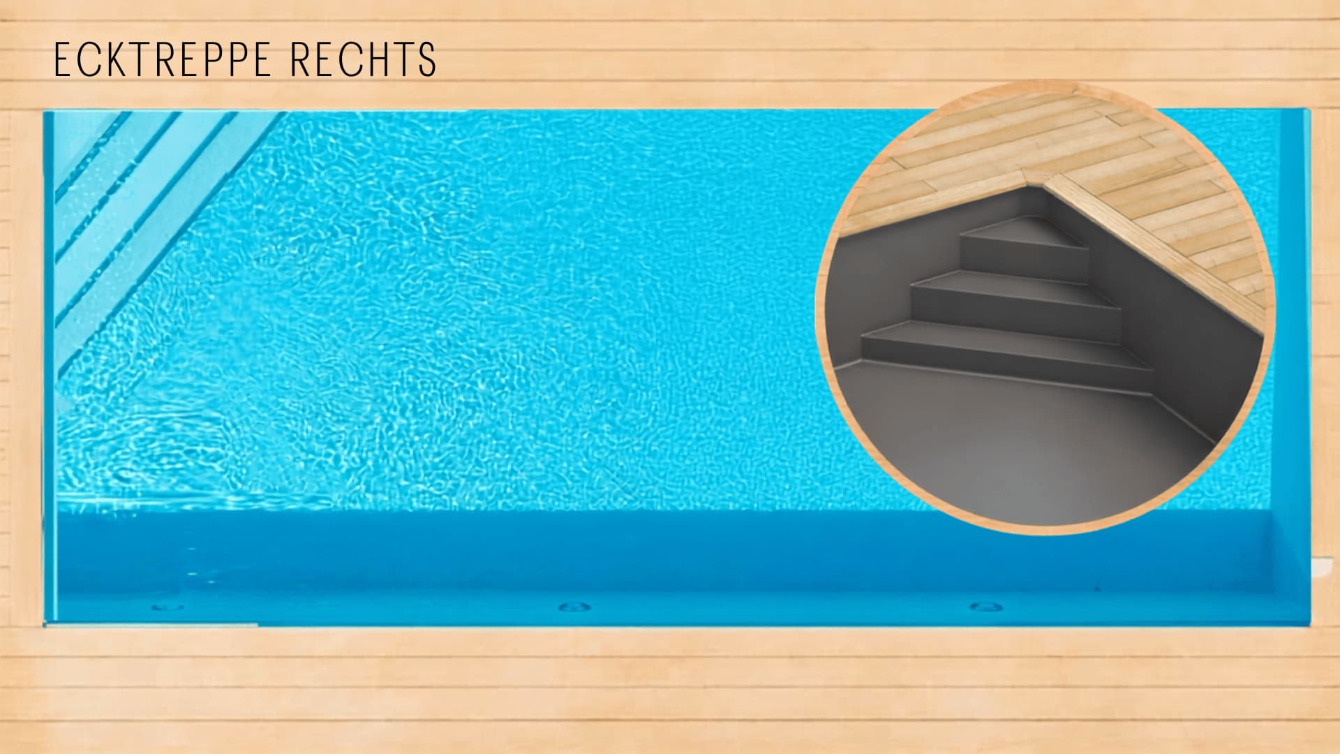 Pooltreppe Ecktreppe mit Folie