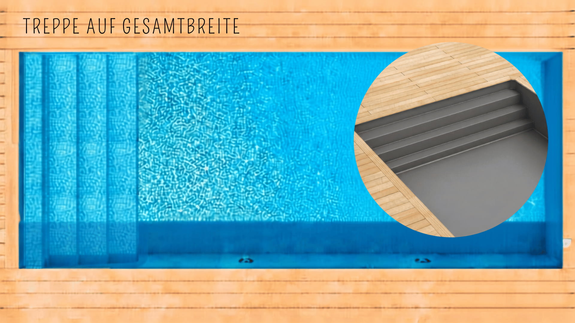 Poolfolie für Treppe auf Gesamtbreite des Pools