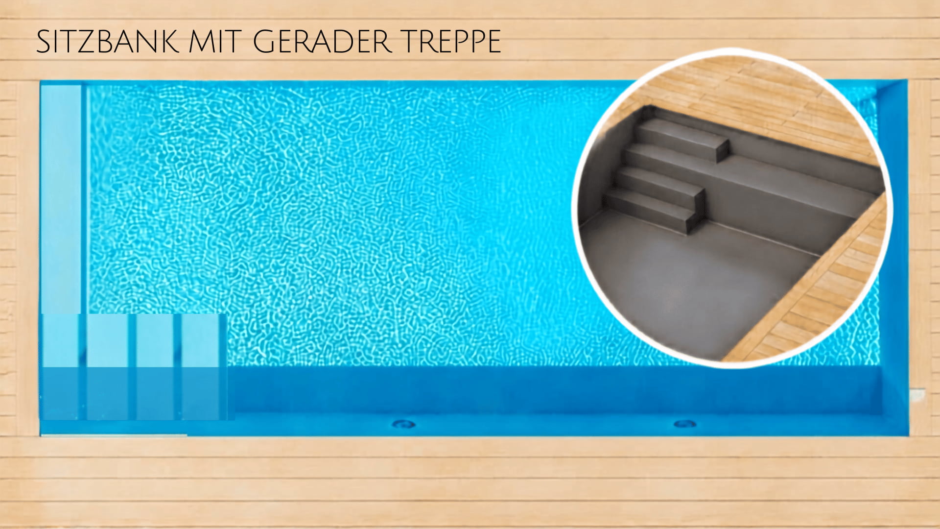 Poolfolie mit Sitzbank und gerader Treppe