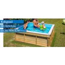&quot;Kids Pool&quot; aus Massivholz 2 x 2 m, 0,7 m tief, mit Sicherheitsabdeckung und Kompaktfilter