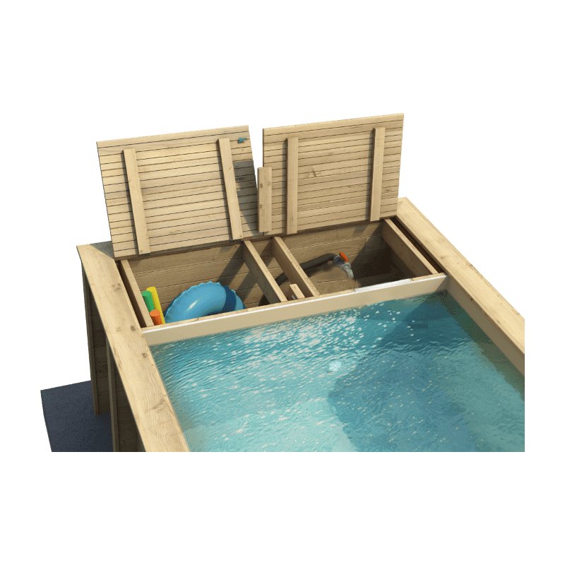 Schwimmbecken aus Massivholz mit Aufbewahrungsbox - Ihr Online-Poolfa