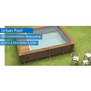 Urban Pool "S" 4,20 x 3,50 m + Sandtfilter + Technikraum + automatische Abdeckung