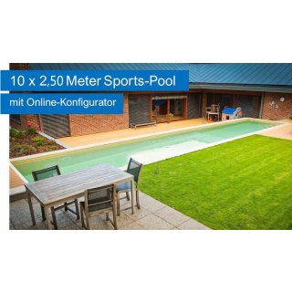 Designer Sport-Pool 10 x 2.50 m, Tiefe wählbar 60 cm bis 180 cm