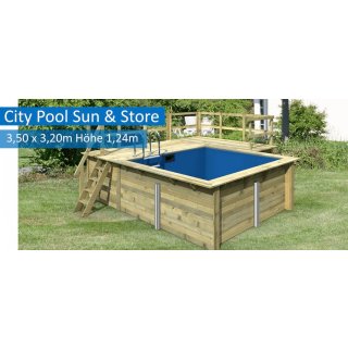 City-Pool "Sun & Store" -  rechteckig, 3,50 x 3,20 m x 1,24 m