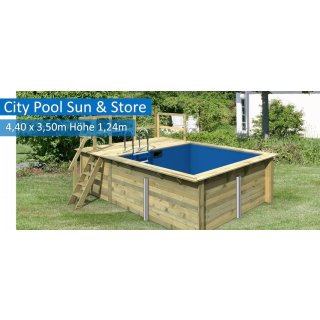 City-Pool "Sun & Store" -  rechteckig, 4,40 x 3,50 x 1,24 m