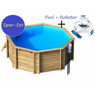 Pool + Roboter - Super-Spar-Set ADRIA mit Tropic, Ø 5,05 m, Pool-Komplettset, Höhe 120 cm